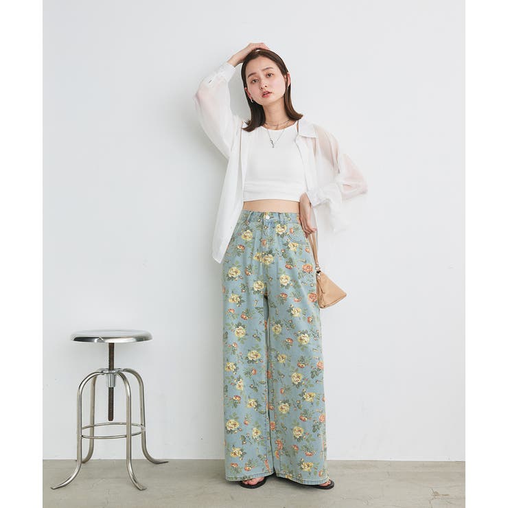 フラワーワイドデニムパンツ | ad thie | 詳細画像30 