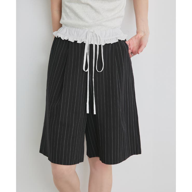 ウエストフリル切替ストライプバミューダパンツ | ad thie | 詳細画像18 