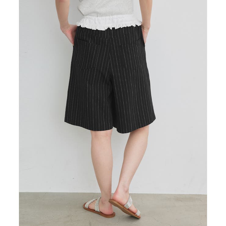 ウエストフリル切替ストライプバミューダパンツ | ad thie | 詳細画像21 