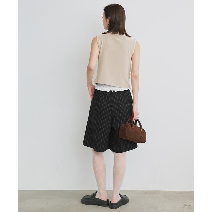 ウエストフリル切替ストライプバミューダパンツ | ad thie | 詳細画像24 