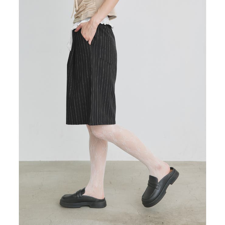 ウエストフリル切替ストライプバミューダパンツ | ad thie | 詳細画像28 