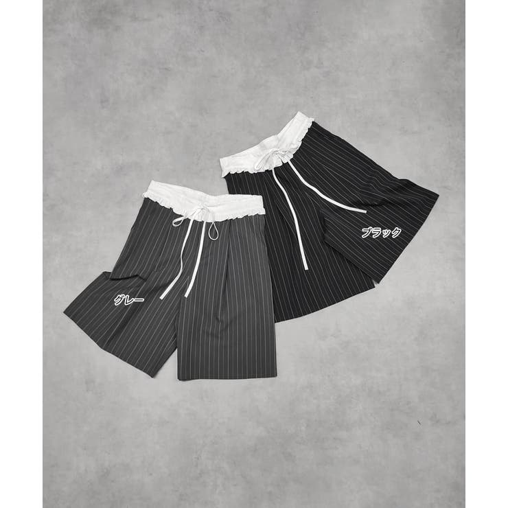 ウエストフリル切替ストライプバミューダパンツ | ad thie | 詳細画像36 
