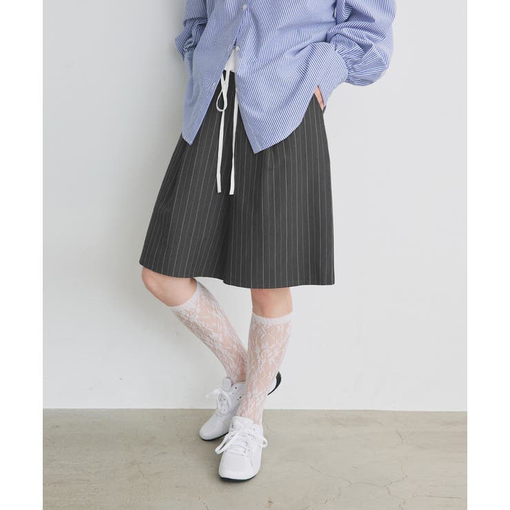 ウエストフリル切替ストライプバミューダパンツ | ad thie | 詳細画像6 