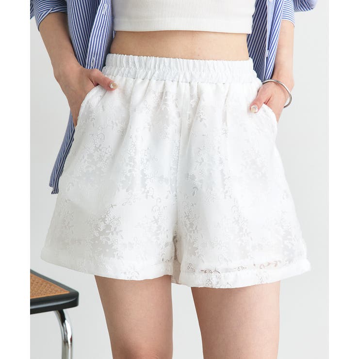 オフホワイト | シアーレースショートパンツ | ad thie