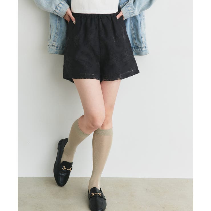 ブラック | シアーレースショートパンツ | ad thie