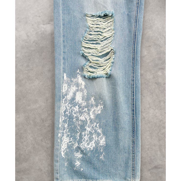 レースプリントダメージデニムパンツ | ad thie | 詳細画像27 