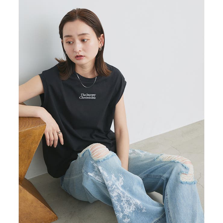 レースプリントダメージデニムパンツ | ad thie | 詳細画像3 