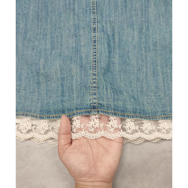 ショート丈ヘムレースデニムシャツ | ad thie | 詳細画像16 