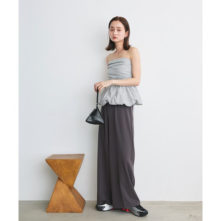 チェック柄バルーンペプラムビスチェ | ad thie | 詳細画像11 