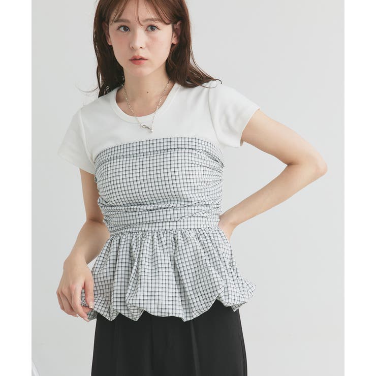 チェック柄バルーンペプラムビスチェ | ad thie | 詳細画像20 