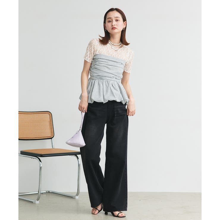 チェック柄バルーンペプラムビスチェ | ad thie | 詳細画像21 