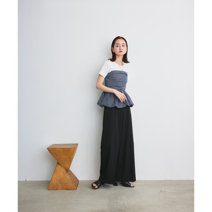 チェック柄バルーンペプラムビスチェ | ad thie | 詳細画像25 