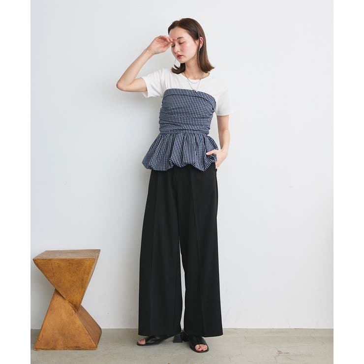 チェック柄バルーンペプラムビスチェ | ad thie | 詳細画像26 