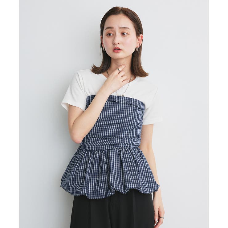 チェック柄バルーンペプラムビスチェ | ad thie | 詳細画像27 