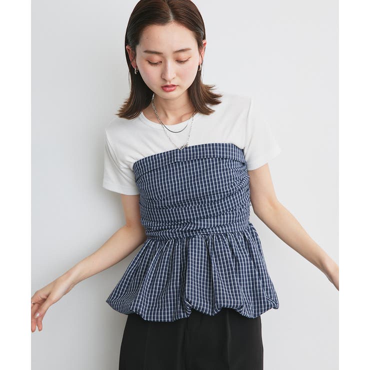 チェック柄バルーンペプラムビスチェ | ad thie | 詳細画像28 