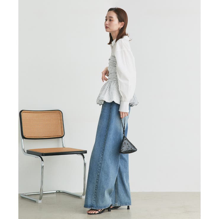 チェック柄バルーンペプラムビスチェ | ad thie | 詳細画像3 