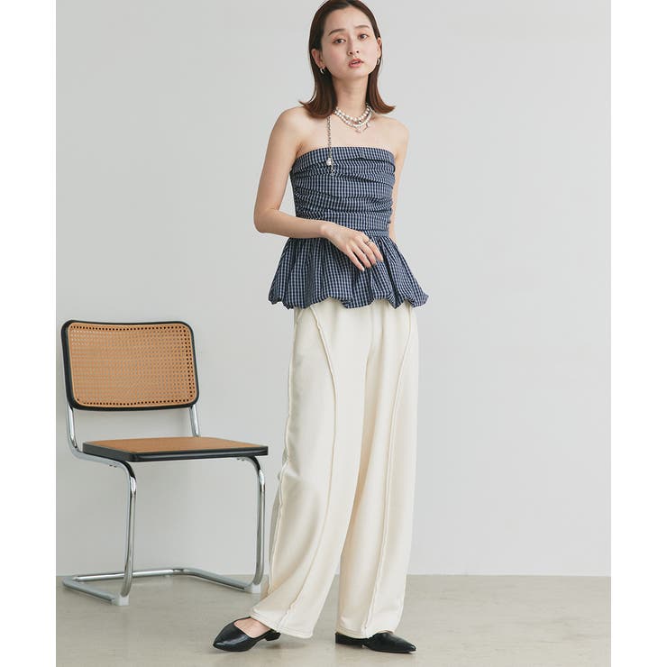 チェック柄バルーンペプラムビスチェ | ad thie | 詳細画像35 