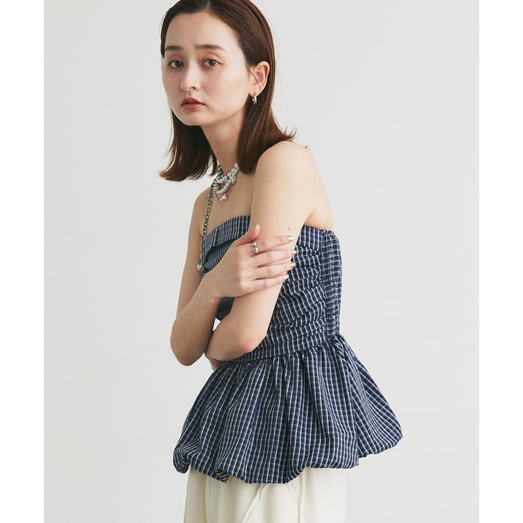 チェック柄バルーンペプラムビスチェ | ad thie | 詳細画像40 