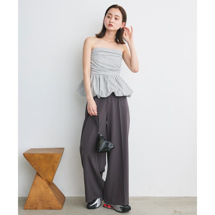 チェック柄バルーンペプラムビスチェ | ad thie | 詳細画像8 