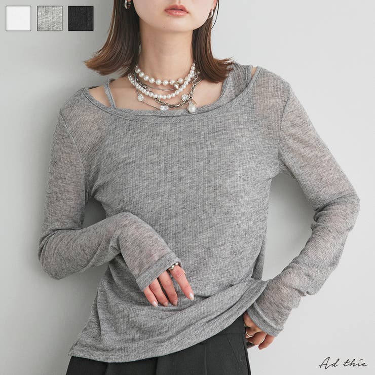 レイヤードデザインシアーカットソー | ad thie | 詳細画像1