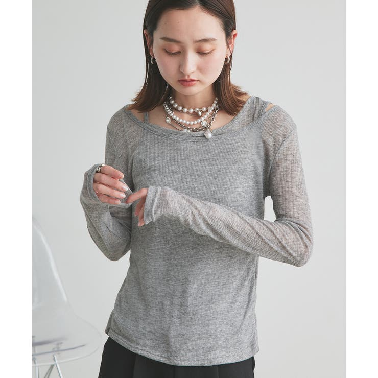 レイヤードデザインシアーカットソー | ad thie | 詳細画像24