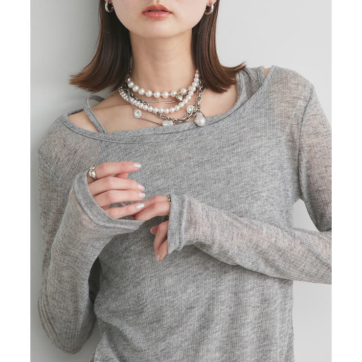 レイヤードデザインシアーカットソー | ad thie | 詳細画像30