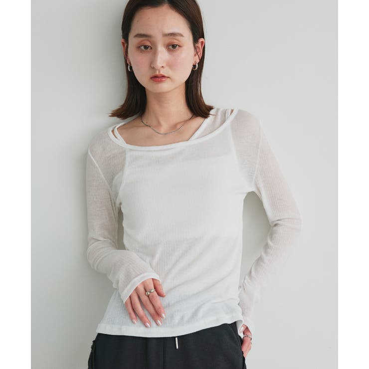 レイヤードデザインシアーカットソー | ad thie | 詳細画像5