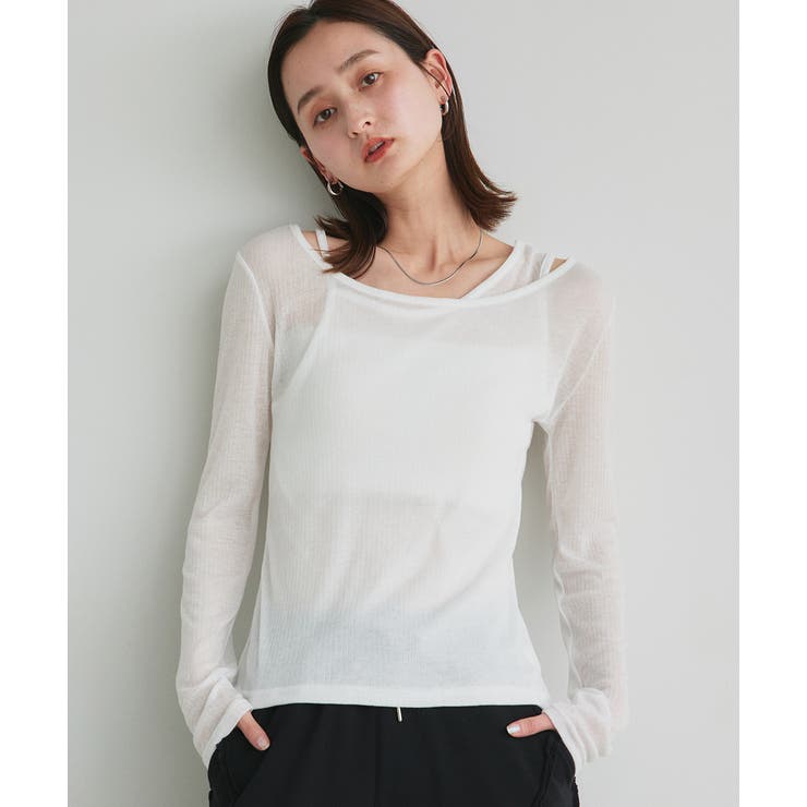 レイヤードデザインシアーカットソー | ad thie | 詳細画像8