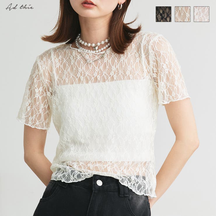 ハーフスリーブレースカットソー | ad thie | 詳細画像1 