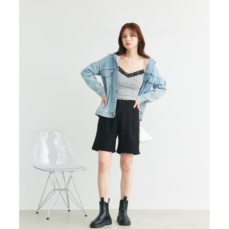 カップ付き レース切り替えドットキャミソール | ad thie | 詳細画像11