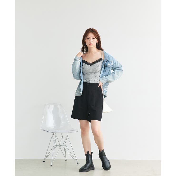 カップ付き レース切り替えドットキャミソール | ad thie | 詳細画像12