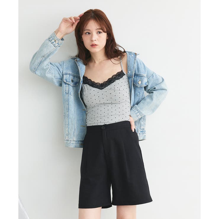 カップ付き レース切り替えドットキャミソール | ad thie | 詳細画像13