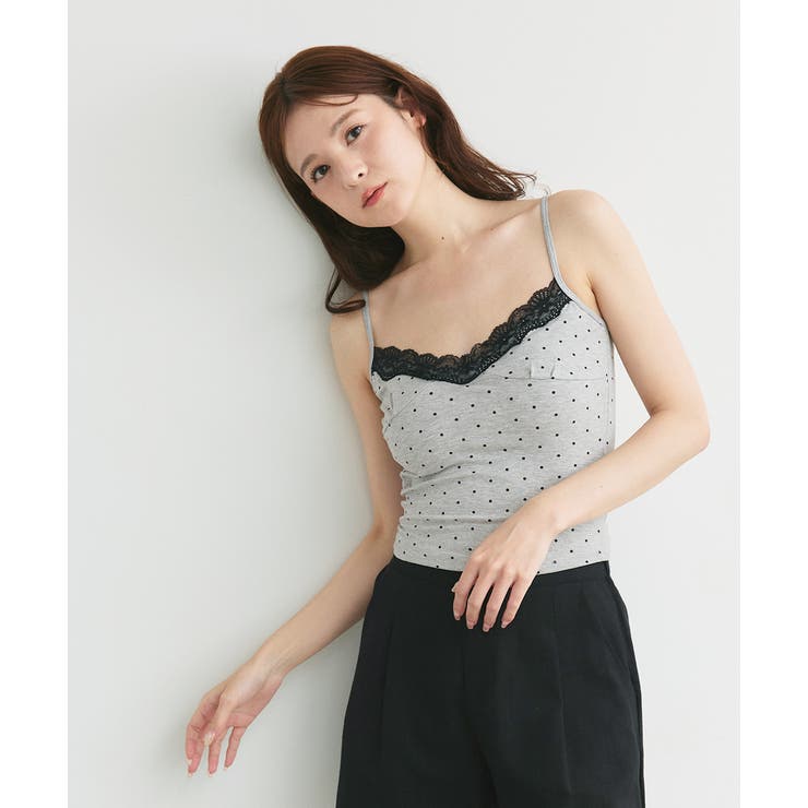 カップ付き レース切り替えドットキャミソール | ad thie | 詳細画像18