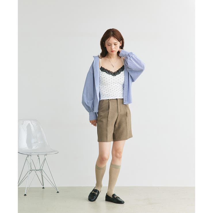 カップ付き レース切り替えドットキャミソール | ad thie | 詳細画像20