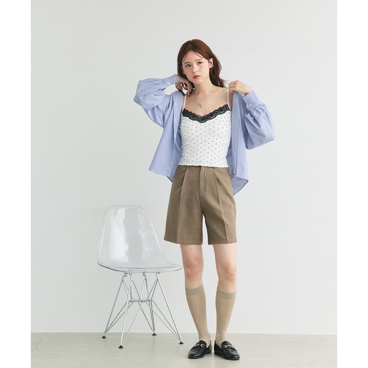 カップ付き レース切り替えドットキャミソール | ad thie | 詳細画像21