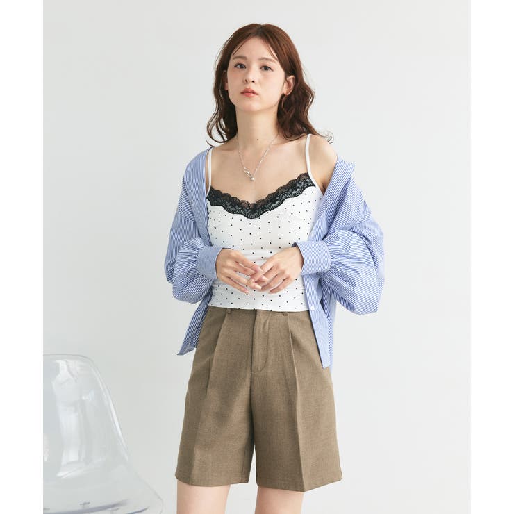 カップ付き レース切り替えドットキャミソール | ad thie | 詳細画像22