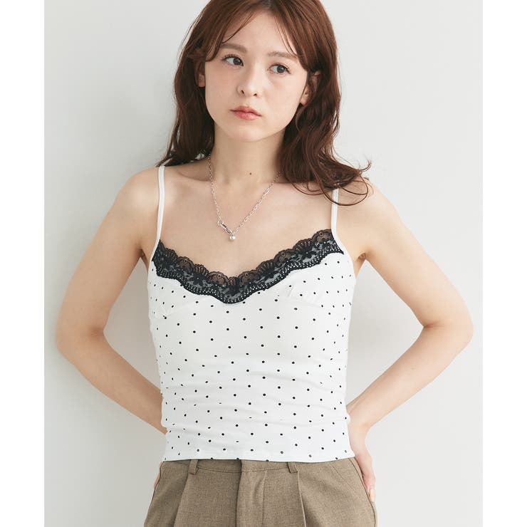 カップ付き レース切り替えドットキャミソール | ad thie | 詳細画像24