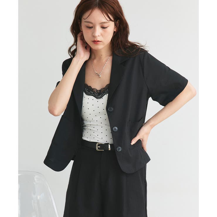 カップ付き レース切り替えドットキャミソール | ad thie | 詳細画像29