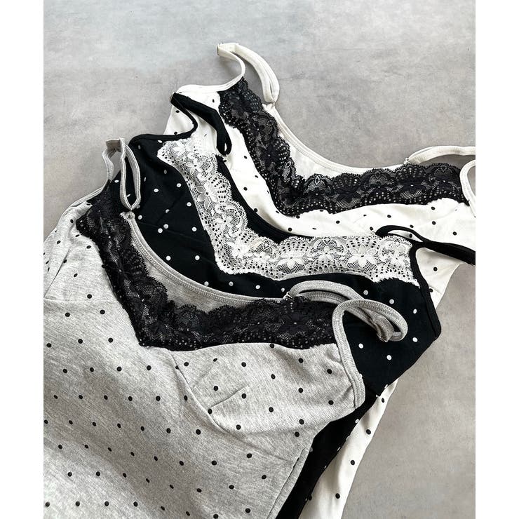 カップ付き レース切り替えドットキャミソール | ad thie | 詳細画像30