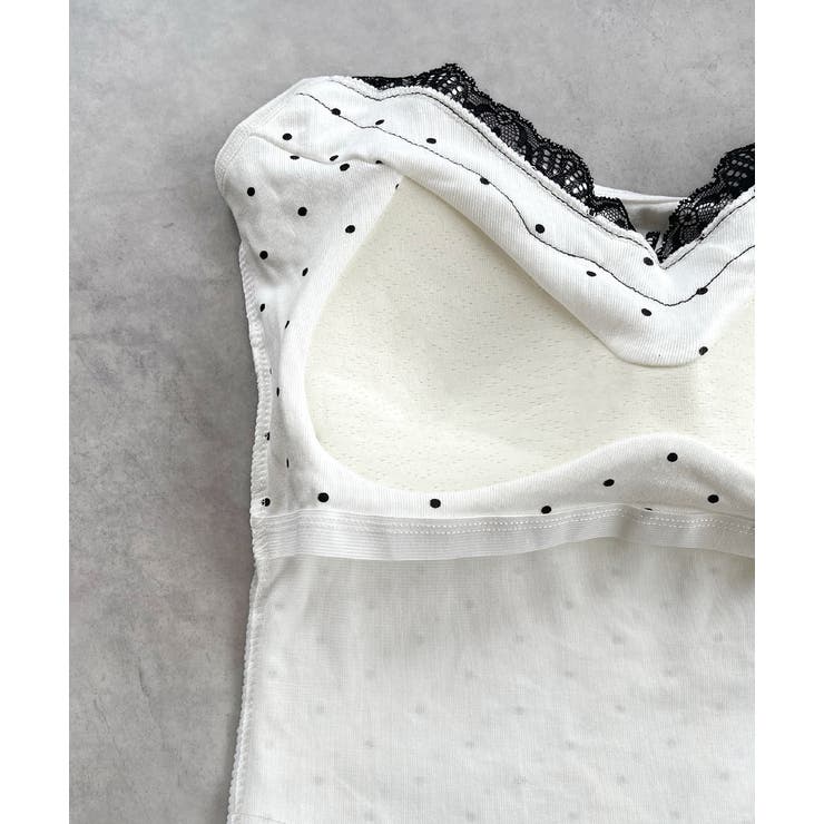 カップ付き レース切り替えドットキャミソール | ad thie | 詳細画像34