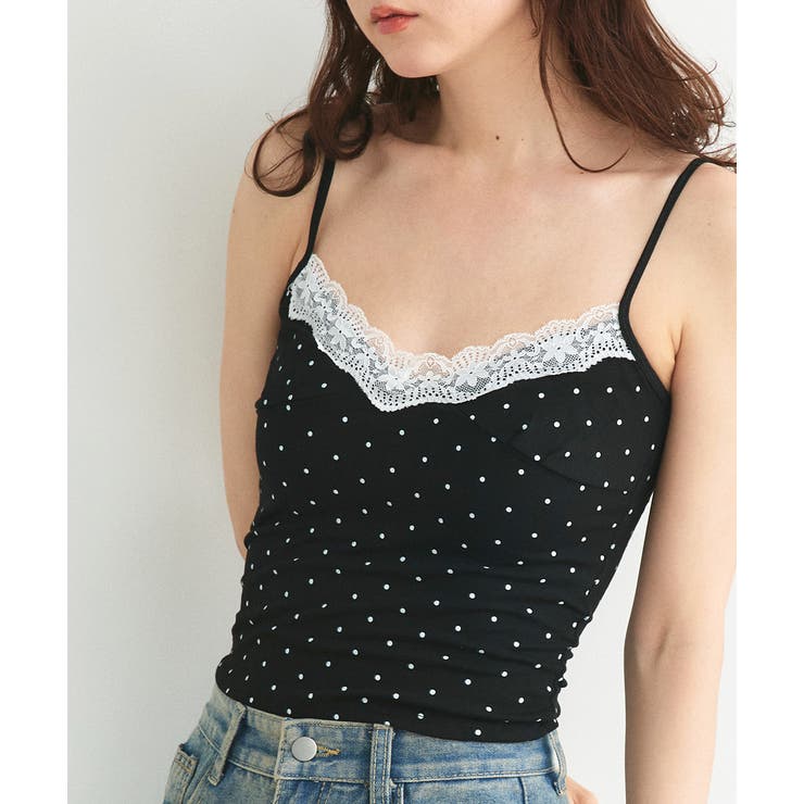 カップ付き レース切り替えドットキャミソール | ad thie | 詳細画像9