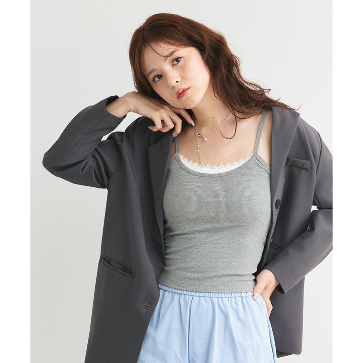 カップ付き レース切り替えバックオープンキャミソール | ad thie | 詳細画像13 