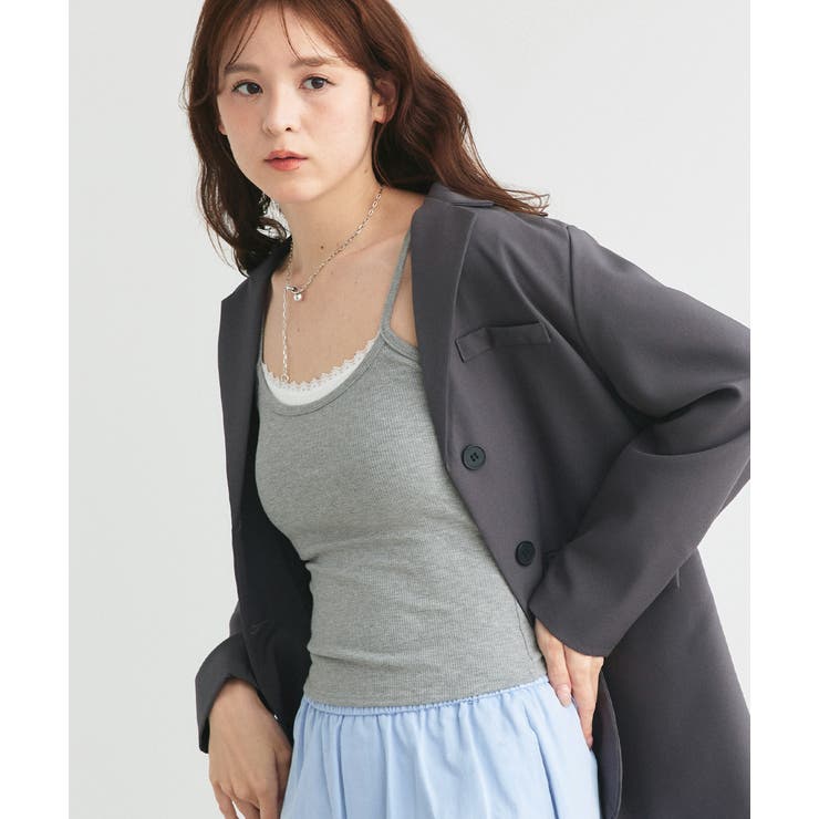 カップ付き レース切り替えバックオープンキャミソール | ad thie | 詳細画像14 