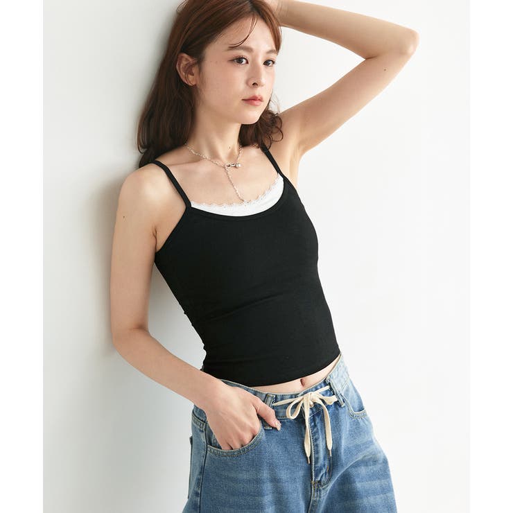 カップ付き レース切り替えバックオープンキャミソール | ad thie | 詳細画像23 