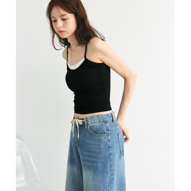 カップ付き レース切り替えバックオープンキャミソール | ad thie | 詳細画像24 