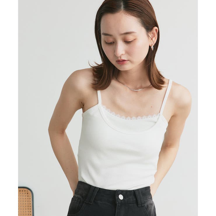 カップ付き レース切り替えバックオープンキャミソール | ad thie | 詳細画像8 