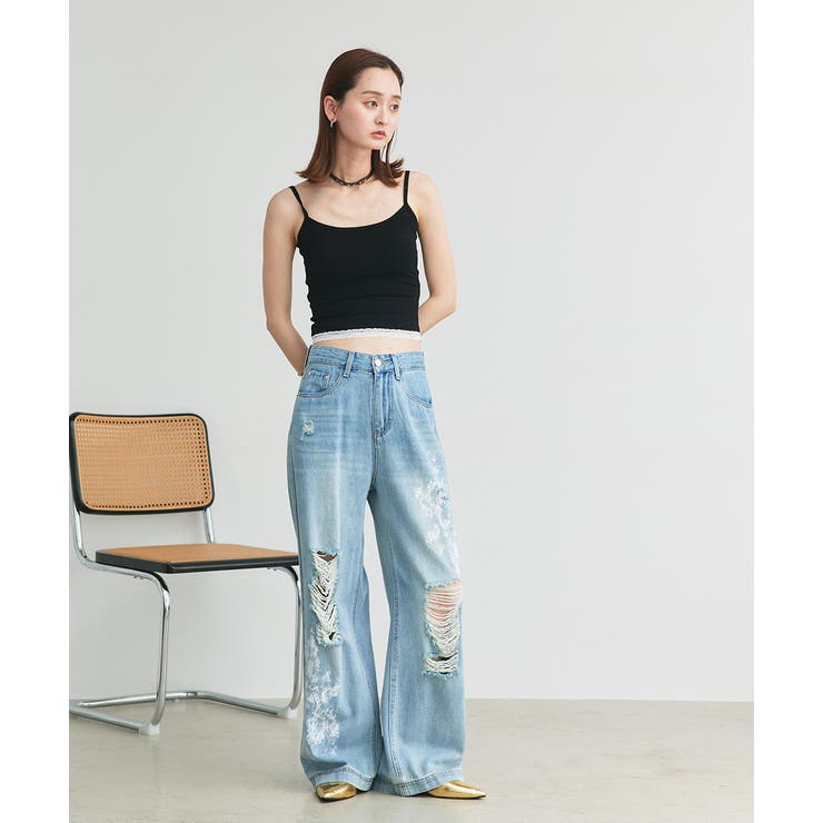 カップ付き ヘムレースリブキャミソール | ad thie | 詳細画像11 