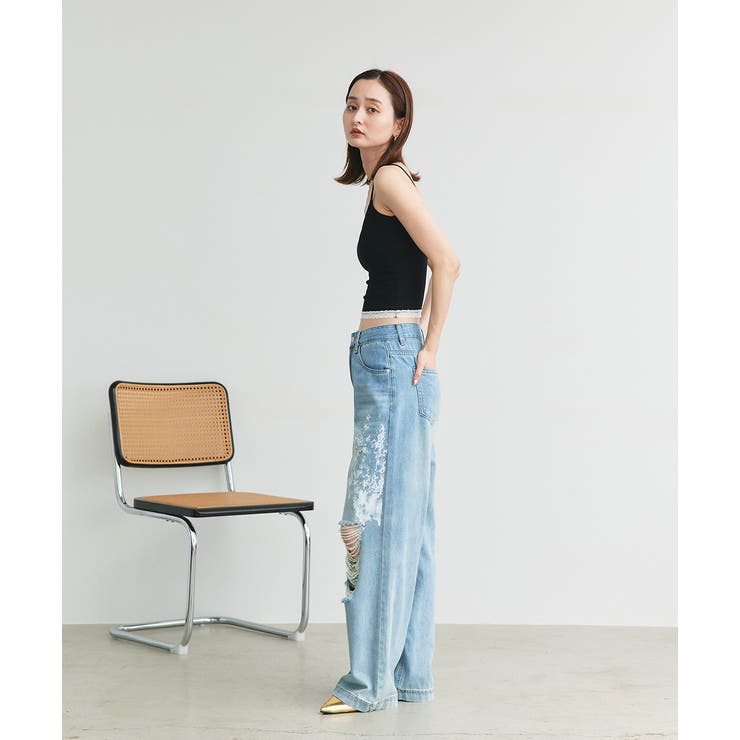 カップ付き ヘムレースリブキャミソール | ad thie | 詳細画像12 