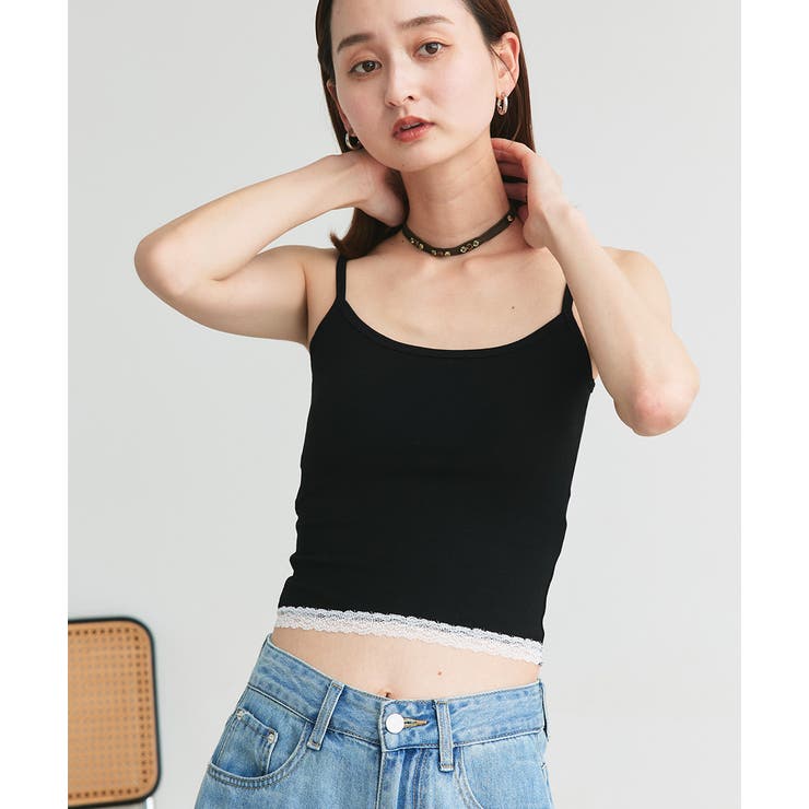 カップ付き ヘムレースリブキャミソール | ad thie | 詳細画像13 