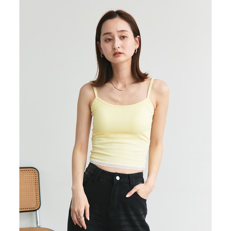 カップ付き ヘムレースリブキャミソール | ad thie | 詳細画像23 